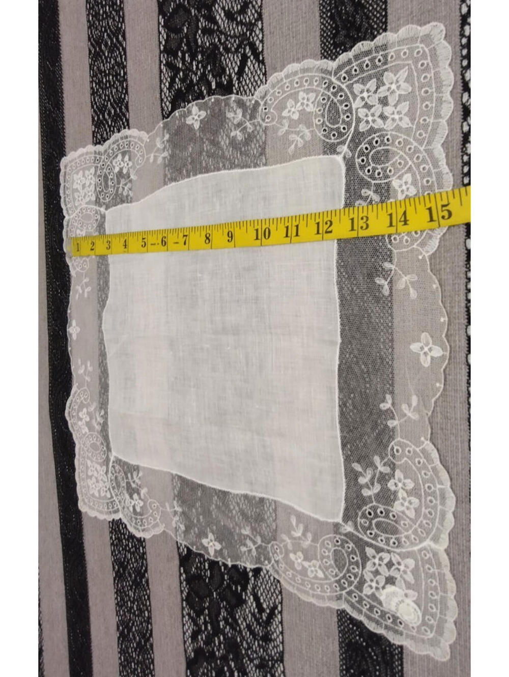 DESCO 1920s Larger Handkerchief White Lace Fine Linen Placemat MADE IN AUSTRIA